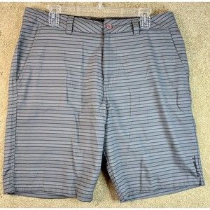 ONeill Shorts Men’s 34 Flat Front Casual Gray Striped 10in Inseam